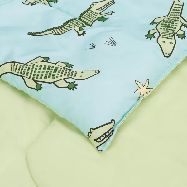 Amazon Basics Kids EasyWash Microfiber BedinaBag 5Piece Bedding Set Twin Dino FriendsGator Squad Twin