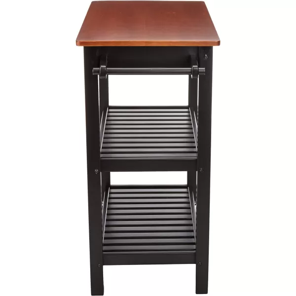 Amazon Basics Kitchen Island Cart with Storage Solid Wood Top and Wheels 354 x 18 x 365 inches Natural  WhiteCherry and Black
