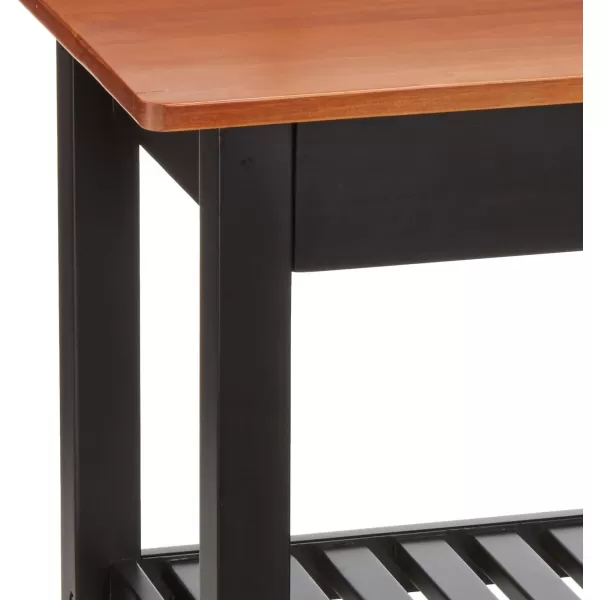 Amazon Basics Kitchen Island Cart with Storage Solid Wood Top and Wheels 354 x 18 x 365 inches Natural  WhiteCherry and Black