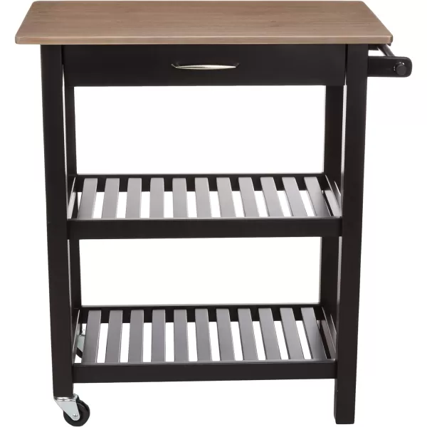 Amazon Basics Kitchen Island Cart with Storage Solid Wood Top and Wheels 354 x 18 x 365 inches Natural  WhiteGraywash and Black