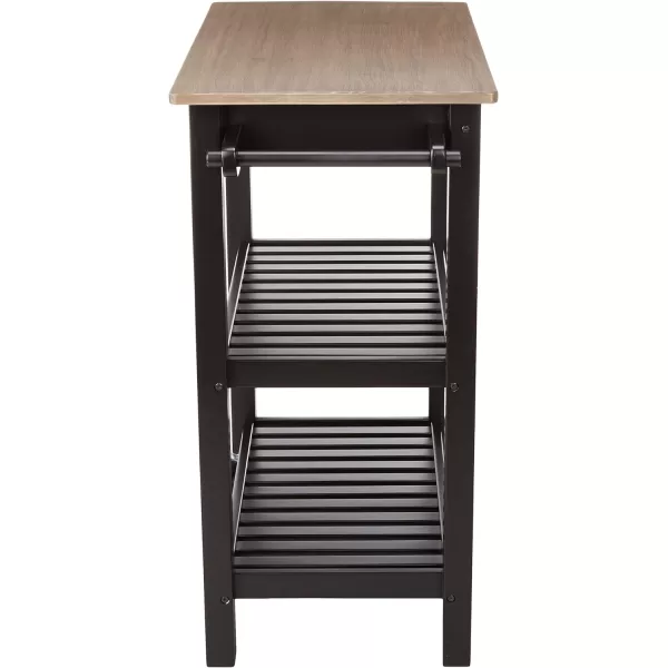 Amazon Basics Kitchen Island Cart with Storage Solid Wood Top and Wheels 354 x 18 x 365 inches Natural  WhiteGraywash and Black
