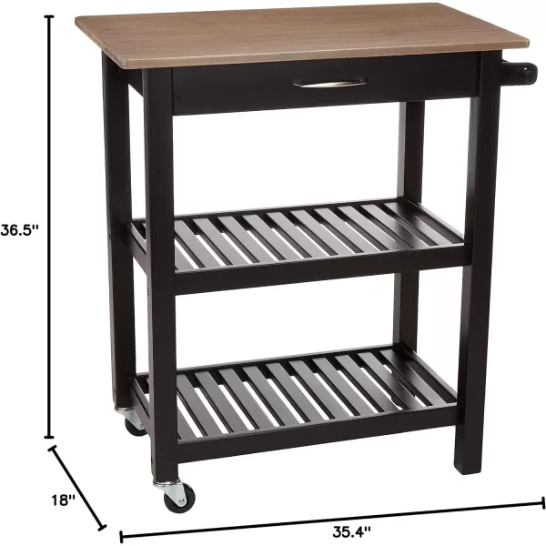 Amazon Basics Kitchen Island Cart with Storage Solid Wood Top and Wheels 354 x 18 x 365 inches Natural  WhiteGraywash and Black