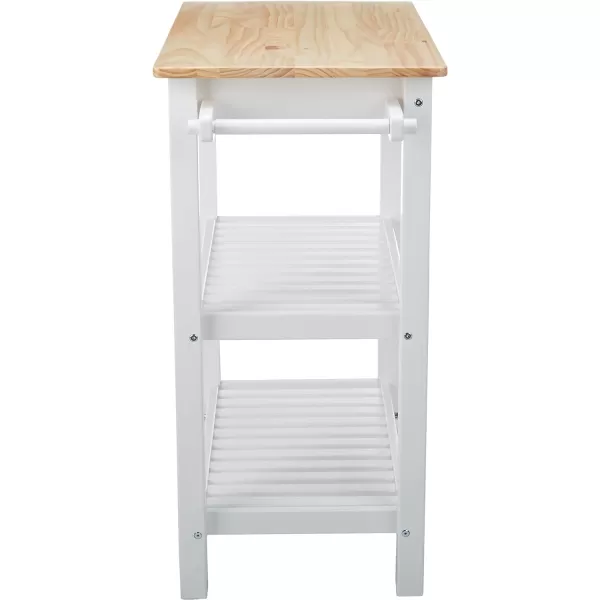Amazon Basics Kitchen Island Cart with Storage Solid Wood Top and Wheels 354 x 18 x 365 inches Natural  WhiteNatural  White