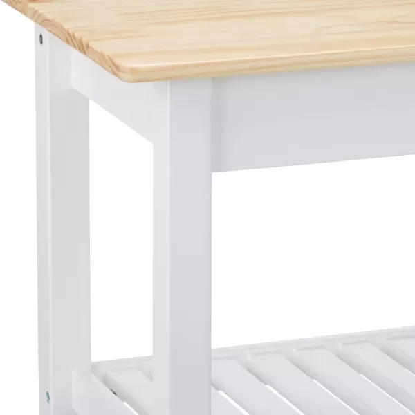 Amazon Basics Kitchen Island Cart with Storage Solid Wood Top and Wheels 354 x 18 x 365 inches Natural  WhiteNatural  White