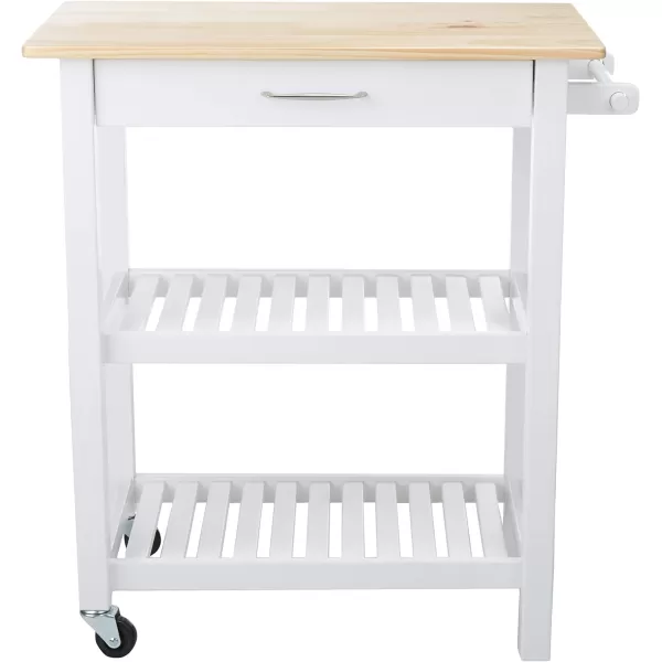 Amazon Basics Kitchen Island Cart with Storage Solid Wood Top and Wheels 354 x 18 x 365 inches Natural  WhiteNatural  White