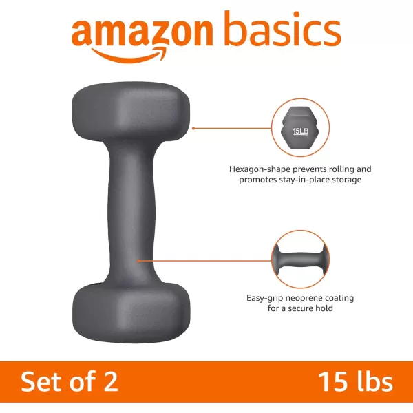 Amazon Basics Neoprene Dumbbell Hand Weights15 Pound  Pair