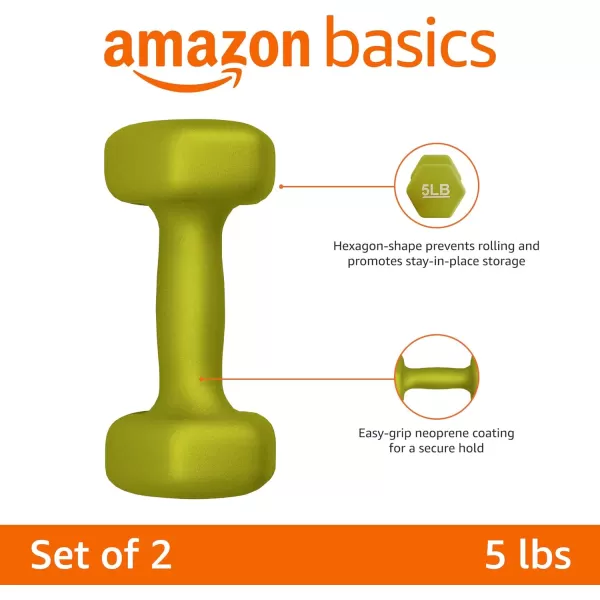 Amazon Basics Neoprene Dumbbell Hand Weights5 Pound  Pair