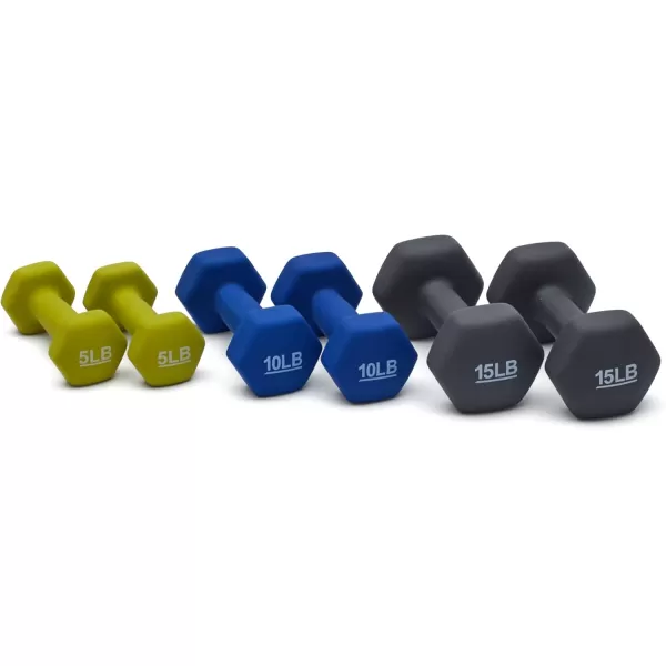 Amazon Basics Neoprene Dumbbell Hand WeightsRack with 3 Pairs 5  10  and 15 Pound