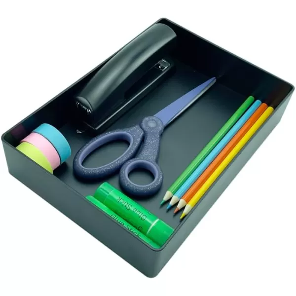Amazon Basics Rectangular Plastic Desk Organizer Half Accessory Tray BlackAccessory Tray