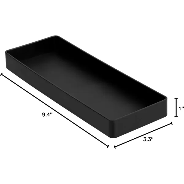 Amazon Basics Rectangular Plastic Desk Organizer Half Accessory Tray BlackHalf Accessory Tray