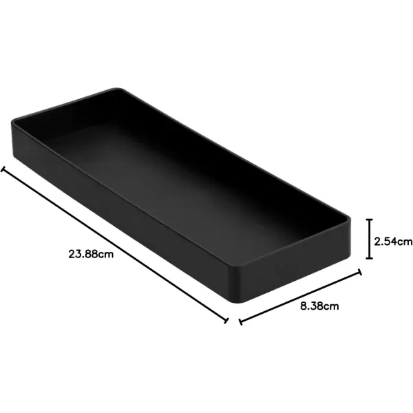 Amazon Basics Rectangular Plastic Desk Organizer Half Accessory Tray BlackHalf Accessory Tray
