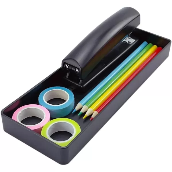 Amazon Basics Rectangular Plastic Desk Organizer Half Accessory Tray BlackHalf Accessory Tray