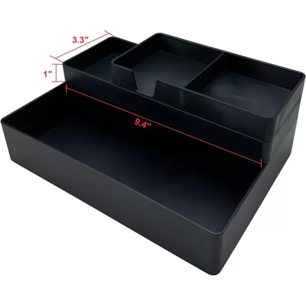 Amazon Basics Rectangular Plastic Desk Organizer Half Accessory Tray BlackHalf Accessory Tray