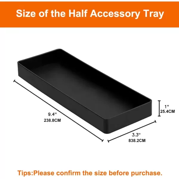 Amazon Basics Rectangular Plastic Desk Organizer Half Accessory Tray BlackHalf Accessory Tray