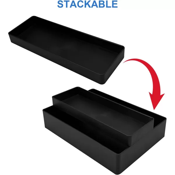 Amazon Basics Rectangular Plastic Desk Organizer Half Accessory Tray BlackHalf Accessory Tray