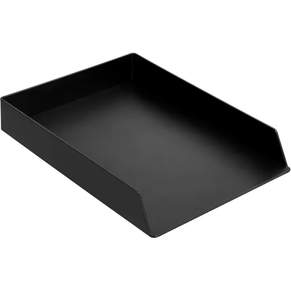 Amazon Basics Rectangular Plastic Desk Organizer Half Accessory Tray BlackLetter Tray Pack of 12