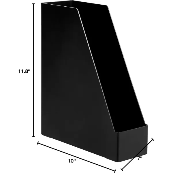 Amazon Basics Rectangular Plastic Desk Organizer Half Accessory Tray BlackMagazine Rack 2Pack