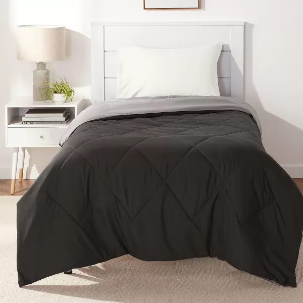Amazon Basics Reversible Lightweight Microfiber Comforter Blanket FullQueen Chocolate  KhakiBlack  Grey