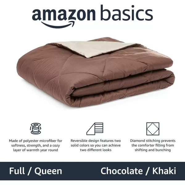 Amazon Basics Reversible Lightweight Microfiber Comforter Blanket FullQueen Chocolate  KhakiChocolate  Khaki