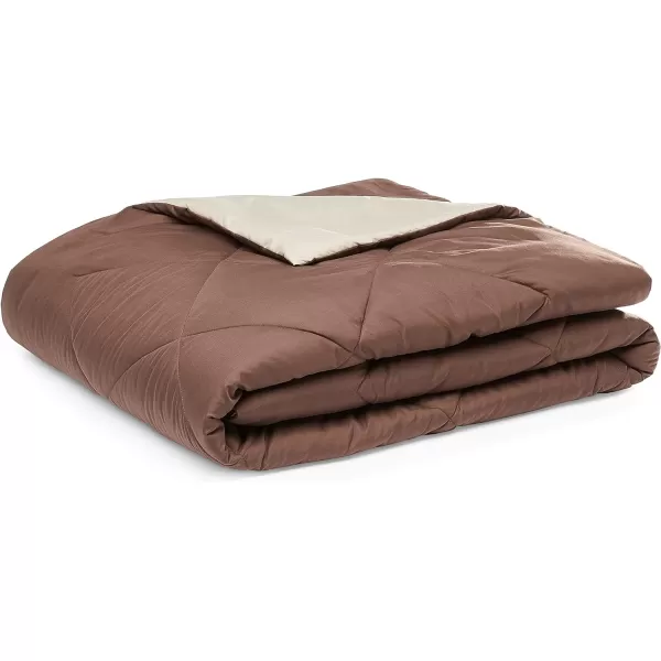 Amazon Basics Reversible Lightweight Microfiber Comforter Blanket FullQueen Chocolate  KhakiChocolate  Khaki