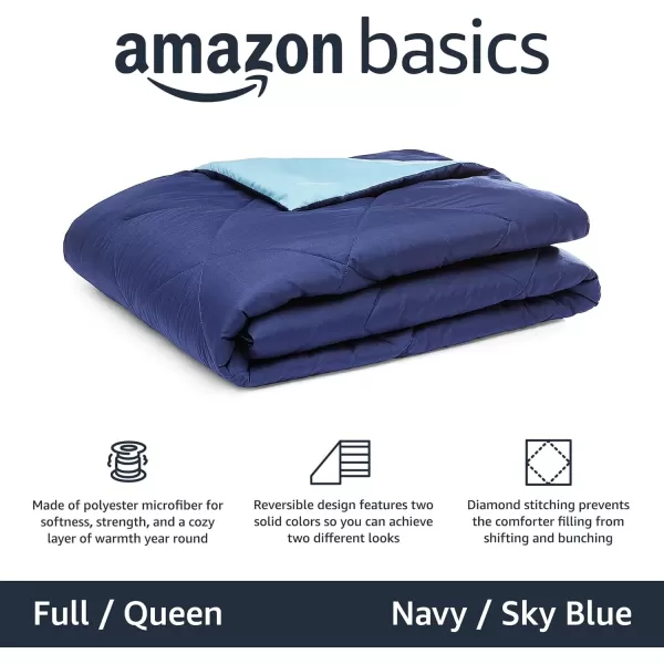 Amazon Basics Reversible Lightweight Microfiber Comforter Blanket FullQueen Chocolate  KhakiNavy  Sky Blue