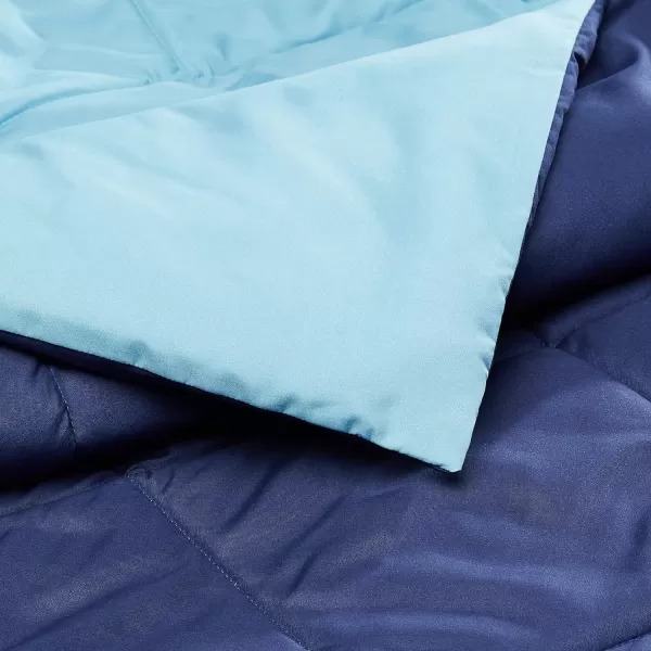 Amazon Basics Reversible Lightweight Microfiber Comforter Blanket FullQueen Chocolate  KhakiNavy  Sky Blue