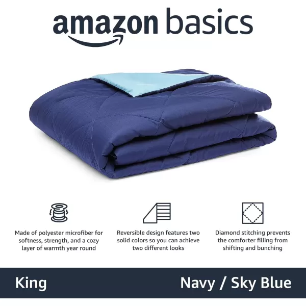 Amazon Basics Reversible Lightweight Microfiber Comforter Blanket FullQueen Chocolate  KhakiNavy  Sky Blue
