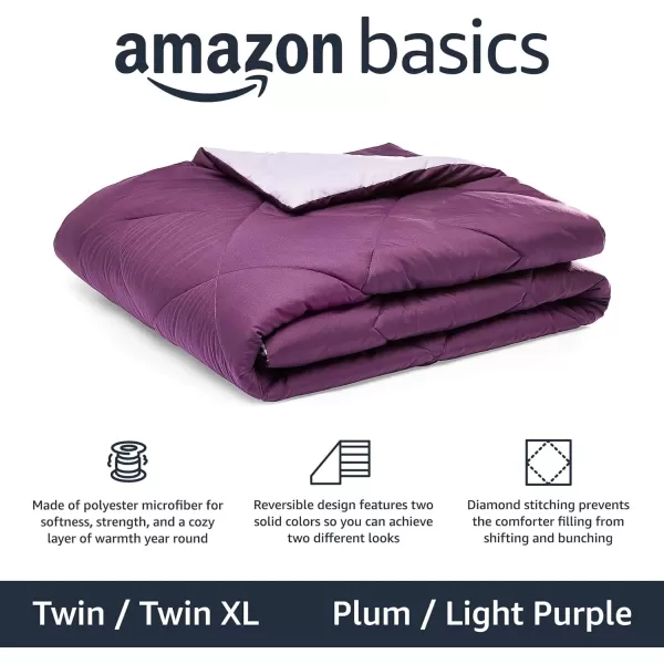 Amazon Basics Reversible Lightweight Microfiber Comforter Blanket FullQueen Chocolate  KhakiPlum  Light Purple