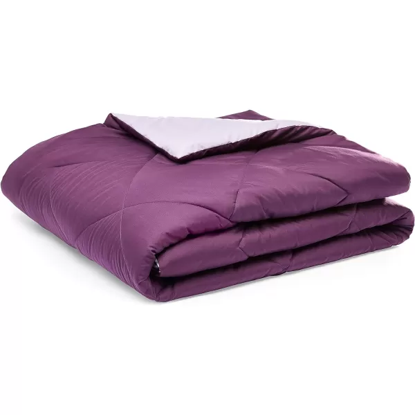 Amazon Basics Reversible Lightweight Microfiber Comforter Blanket FullQueen Chocolate  KhakiPlum  Light Purple