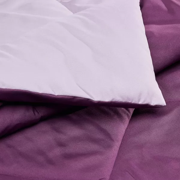 Amazon Basics Reversible Lightweight Microfiber Comforter Blanket FullQueen Chocolate  KhakiPlum  Light Purple