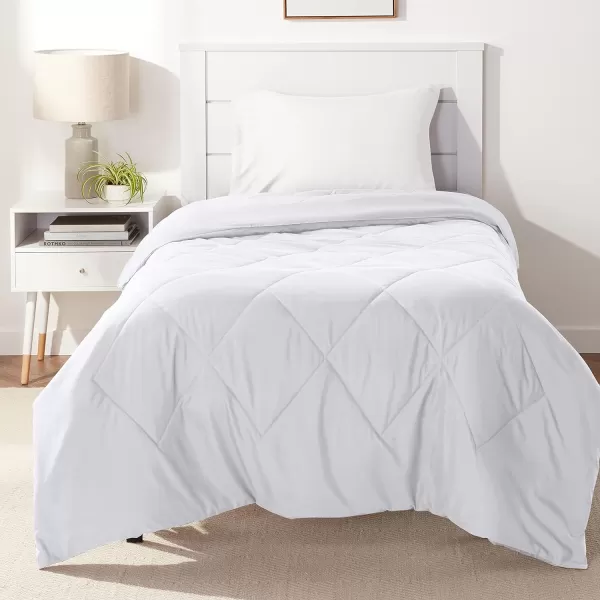 Amazon Basics Reversible Lightweight Microfiber Comforter Blanket FullQueen Chocolate  KhakiWhite  White