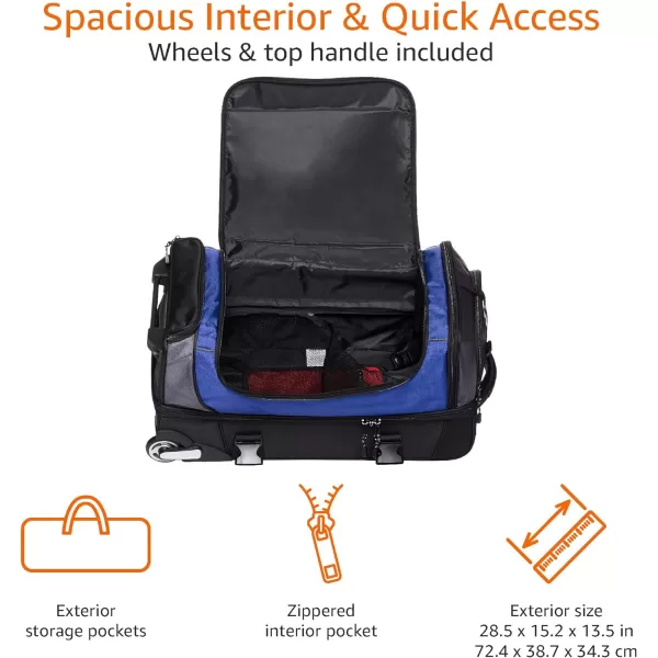 Amazon Basics Ripstop Wheeled Duffel 35 Inch  BlueBlue 26