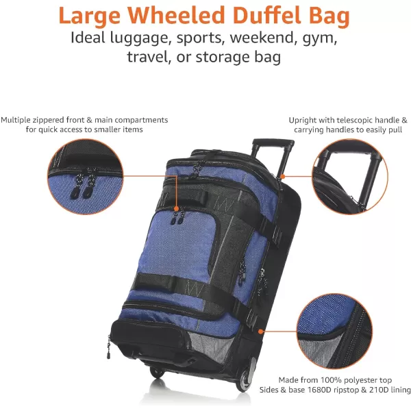 Amazon Basics Ripstop Wheeled Duffel 35 Inch  BlueBlue 26