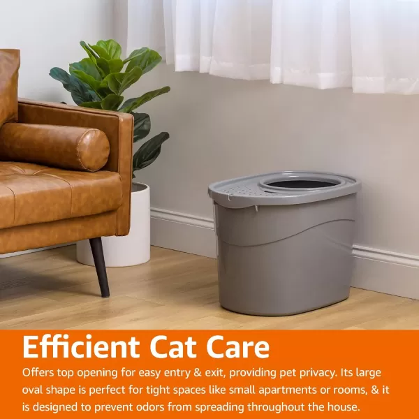 Amazon Basics Top Entry Cat Litter Box and Black Scoop Oval Grey 205 x 1475 x 1438 inchesGrey Top Entry