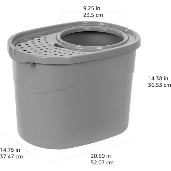 Amazon Basics Top Entry Cat Litter Box and Black Scoop Oval Grey 205 x 1475 x 1438 inchesGrey Top Entry