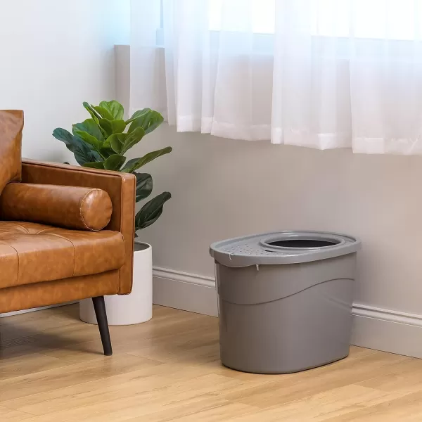 Amazon Basics Top Entry Cat Litter Box and Black Scoop Oval Grey 205 x 1475 x 1438 inchesGrey Top Entry