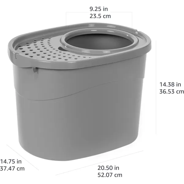 Amazon Basics Top Entry Cat Litter Box and Black Scoop Oval Grey 205 x 1475 x 1438 inchesGrey Top Entry