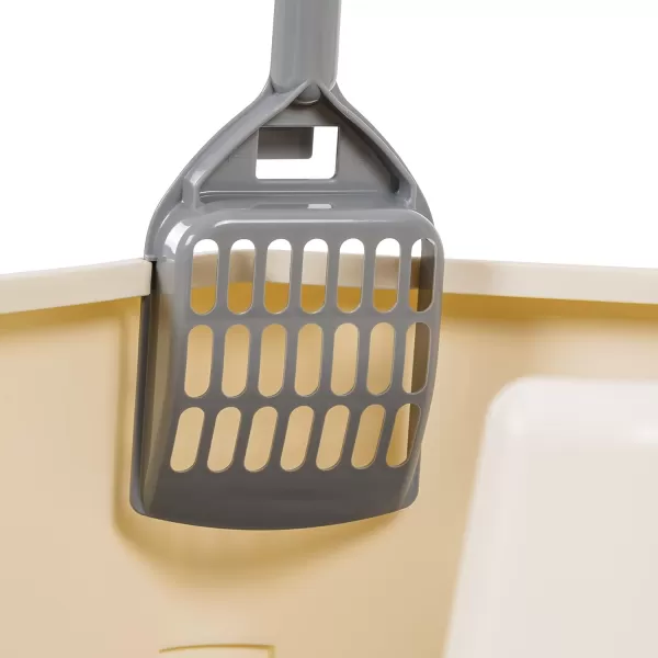 Amazon Basics Top Entry Cat Litter Box and Black Scoop Oval Grey 205 x 1475 x 1438 inchesGreyBeige Open Top