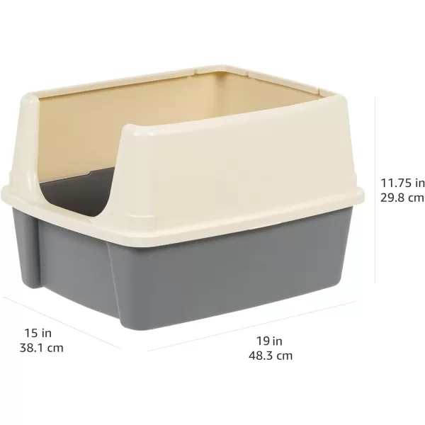 Amazon Basics Top Entry Cat Litter Box and Black Scoop Oval Grey 205 x 1475 x 1438 inchesGreyBeige Open Top