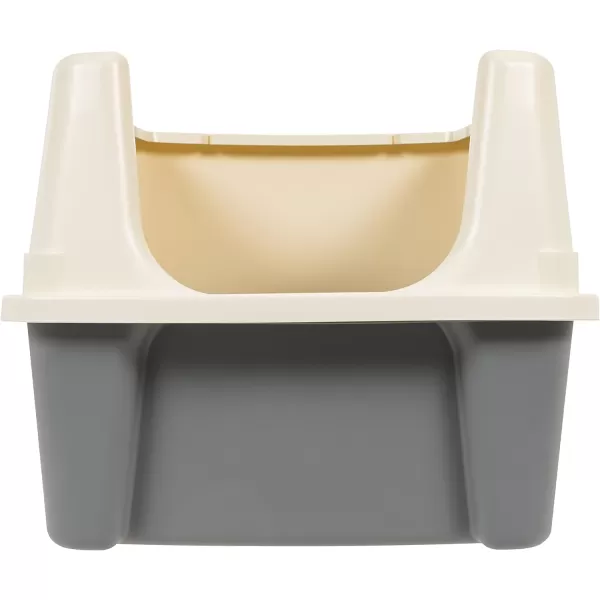 Amazon Basics Top Entry Cat Litter Box and Black Scoop Oval Grey 205 x 1475 x 1438 inchesGreyBeige Open Top