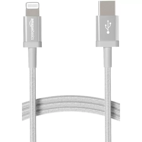 Amazon Basics USBC to Lightning Charger Cable Nylon Braided Cord MFi Certified Charger for Apple iPhone 14 13 12 11 X Xs Pro Pro Max Plus iPad 3 Foot Dark GraySilver