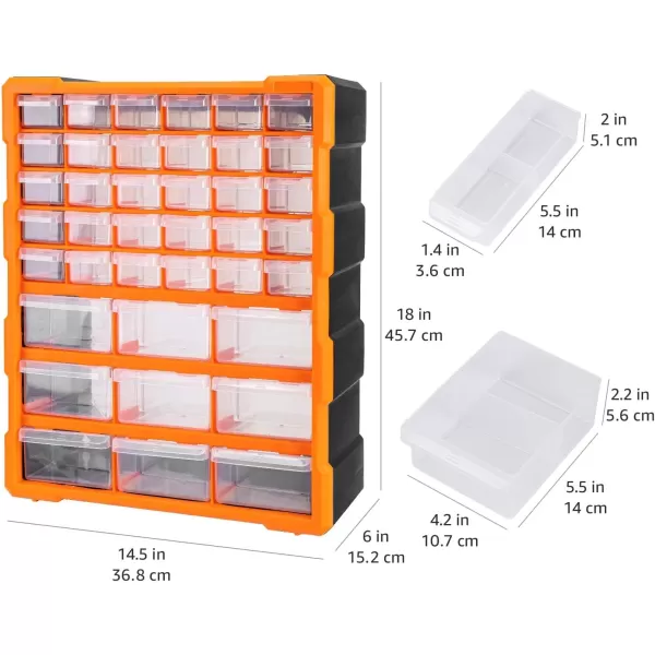 Amazon Basics Wall Mount Hardware and Craft Storage Cabinet Drawer Organizer 78 Drawers Black Orange 63 x 142 x 186 inches LxWxH