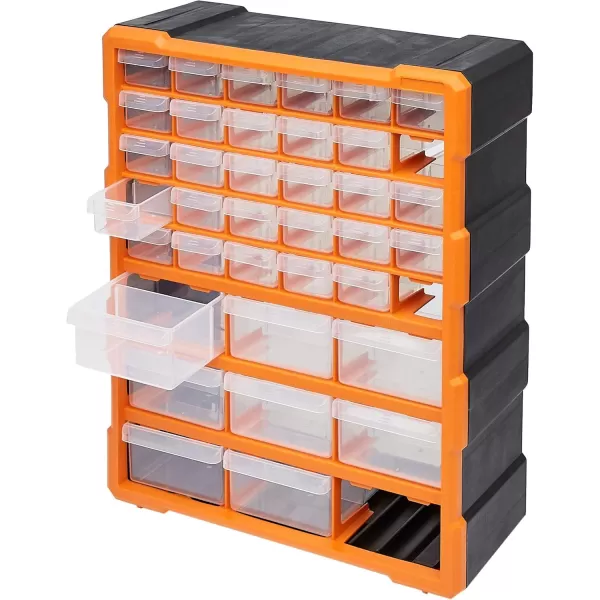Amazon Basics Wall Mount Hardware and Craft Storage Cabinet Drawer Organizer 78 Drawers Black Orange 63 x 142 x 186 inches LxWxH