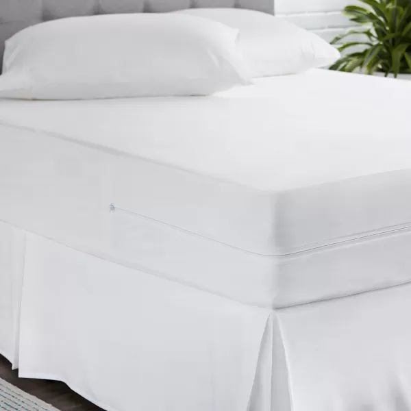 Amazon Basics Waterproof Zippered Standard Crib 28 x 52 Mattress Protector Encasement 2PackFull Low Profile 9 Depth