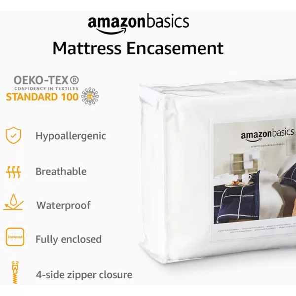 Amazon Basics Waterproof Zippered Standard Crib 28 x 52 Mattress Protector Encasement 2PackKing Low Profile 9 Depth