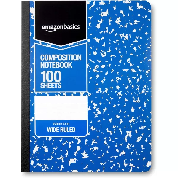Amazon Basics Wide Ruled Composition Notebook 4Pack 100Sheet Assorted Marble Colors36Pack Assorted Marble