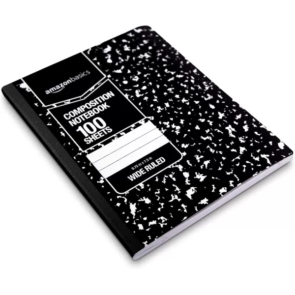 Amazon Basics Wide Ruled Composition Notebook 4Pack 100Sheet Assorted Marble Colors36Pack Marble Black