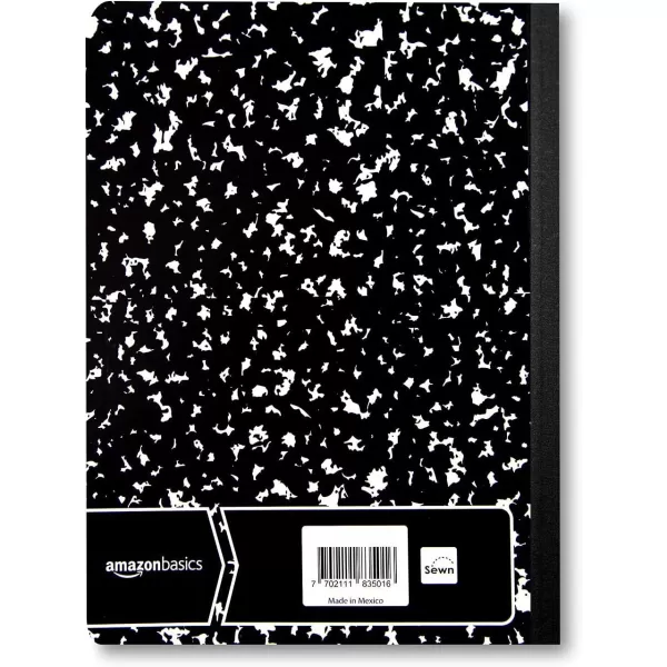 Amazon Basics Wide Ruled Composition Notebook 4Pack 100Sheet Assorted Marble Colors36Pack Marble Black