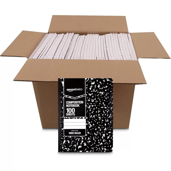 Amazon Basics Wide Ruled Composition Notebook 4Pack 100Sheet Assorted Marble Colors36Pack Marble Black