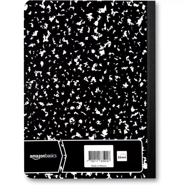 Amazon Basics Wide Ruled Composition Notebook 4Pack 100Sheet Assorted Marble Colors36Pack Solid Black